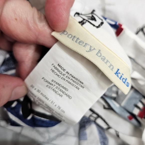 Pottery Barn Kids Standard Train Pillowcase Cotton Blend Boy Blue Red - Picture 3 of 4